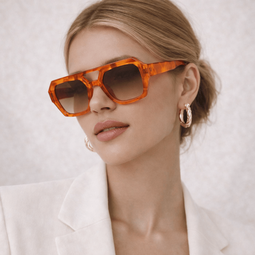 Lunettes de Soleil – Carrées Oversize Leopard Orange