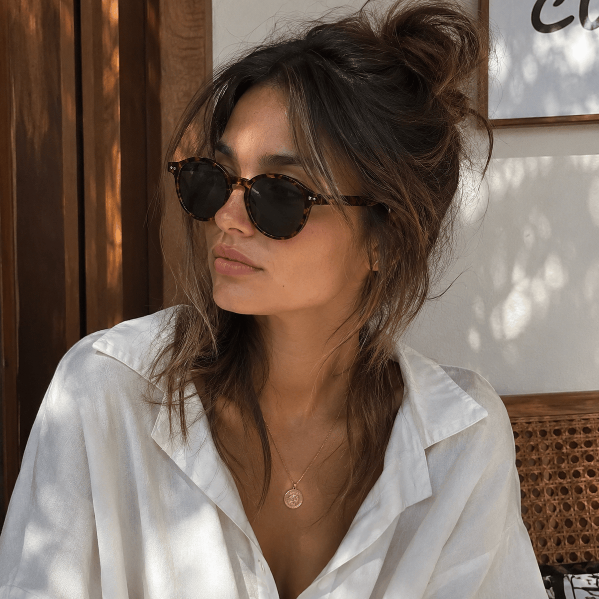 Lunettes de Soleil Rondes - Écaille Vert Foncé