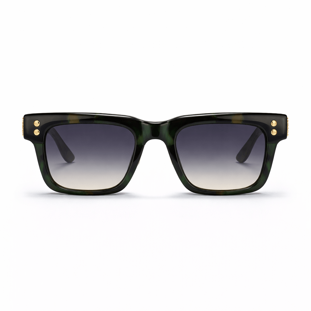 Lunettes de Soleil - Carrées Écaille Verte Verres Dégradés