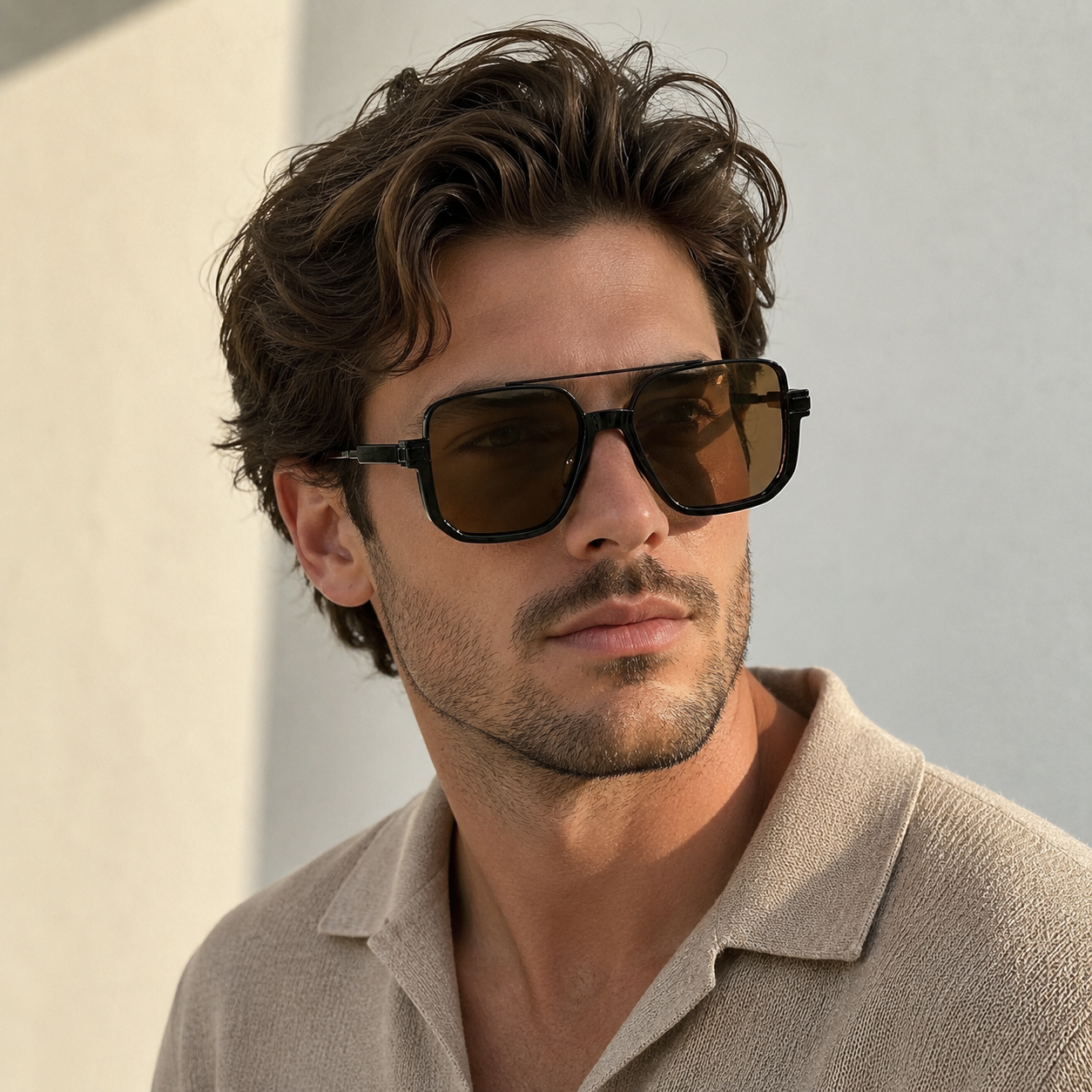 Lunettes de Soleil Aviateur - Carrée Marron Dégradé