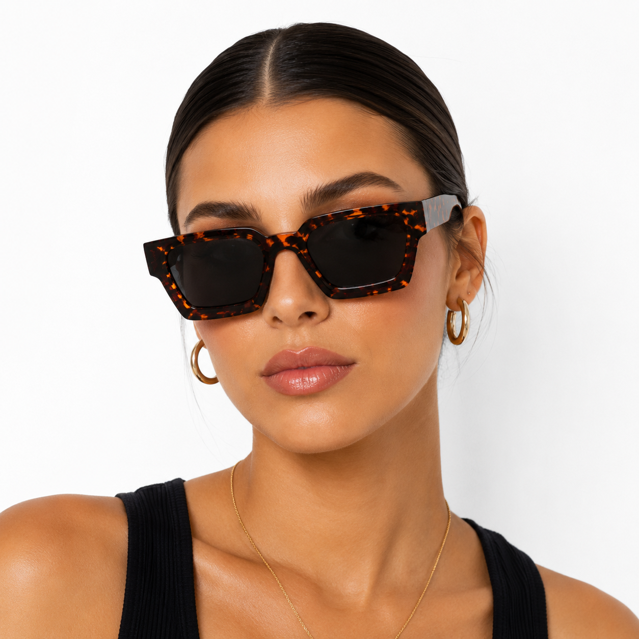 Lunettes de Soleil Carrées - Écaille Orange