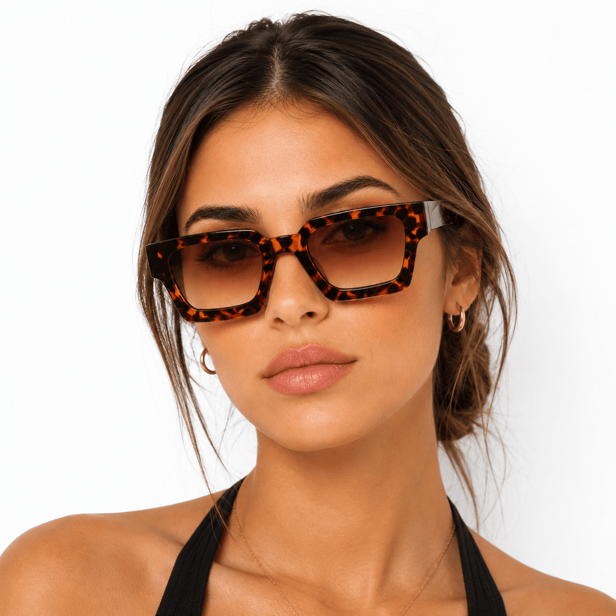 Lunettes de Soleil Carrées - Écaille Tortoise Verres Dégradés
