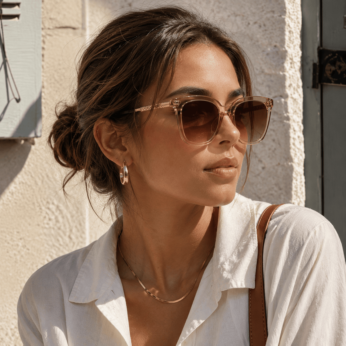 Lunettes de Soleil Carrée - Tressée Nude