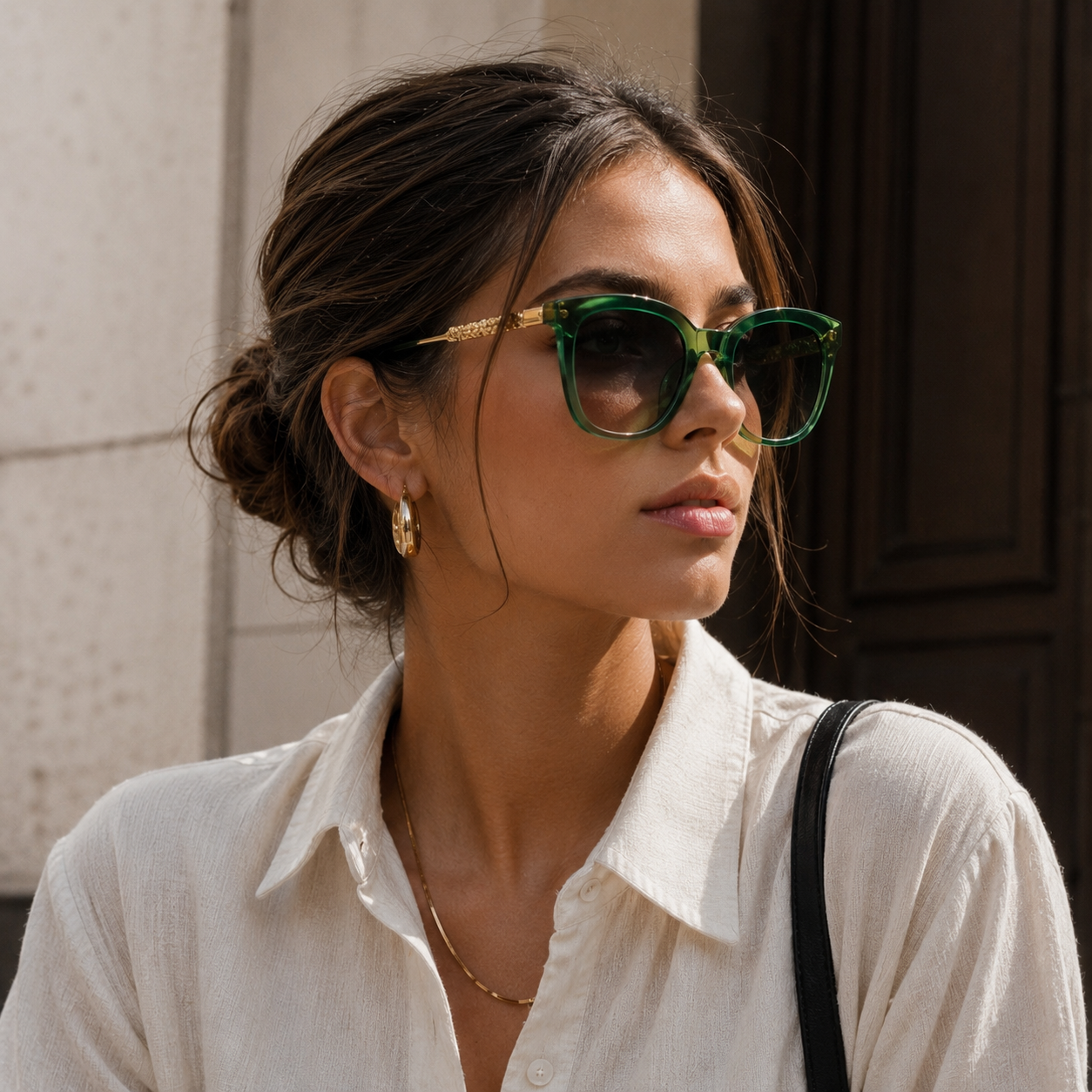Lunettes de Soleil Carrée - Tressée Vert