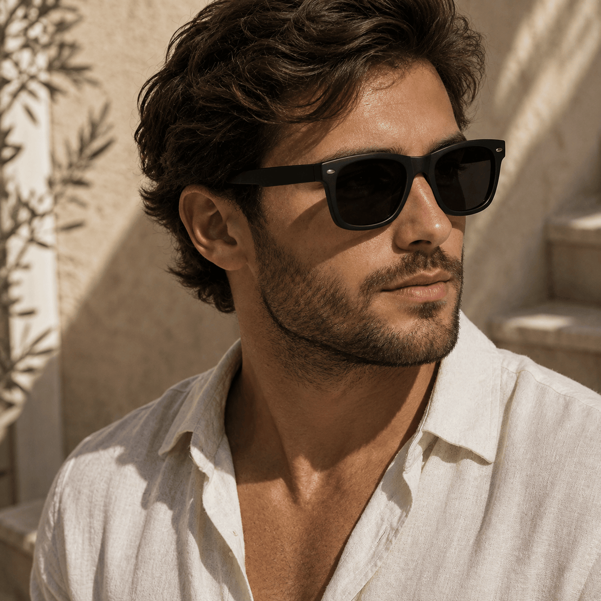 Lunettes de Soleil Carrees Classique Noires homme