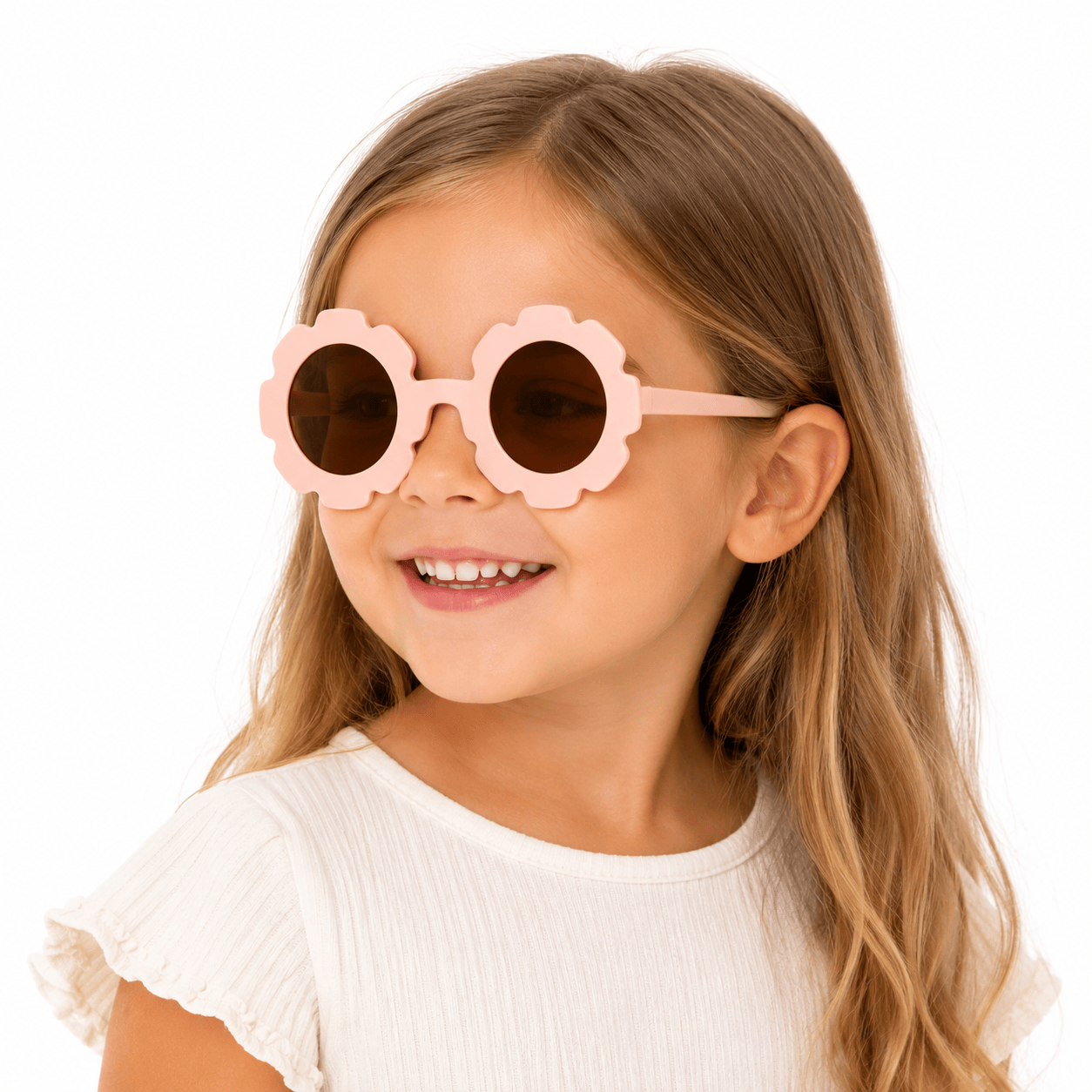 Lunettes de Soleil Enfant – Fleur Rose Poudré