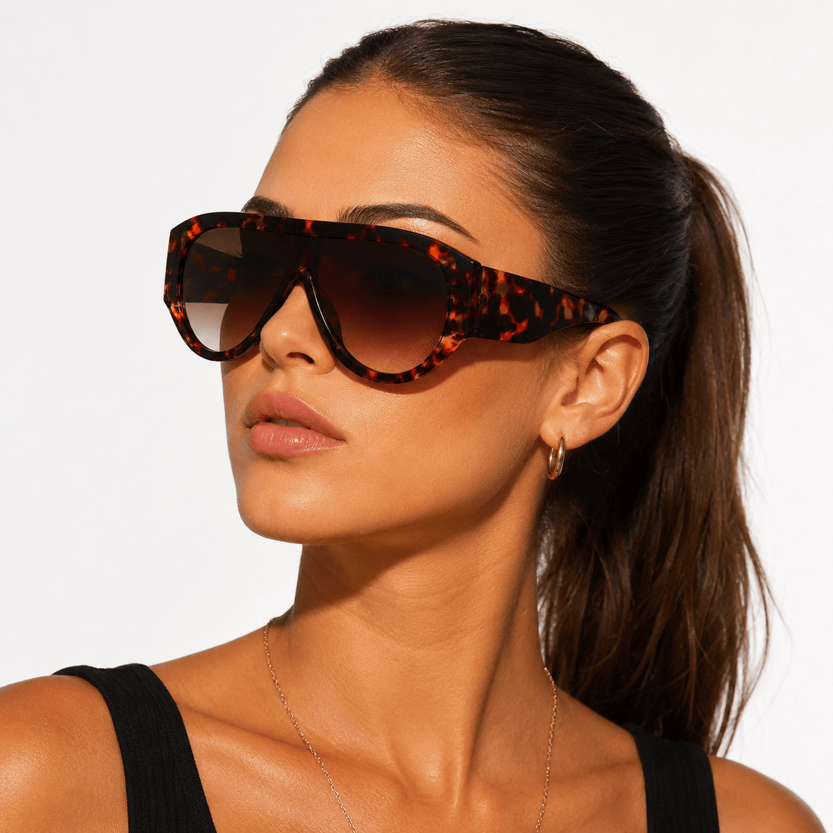 Lunettes de Soleil Oversize Shield - Écaille Tortoise Marron