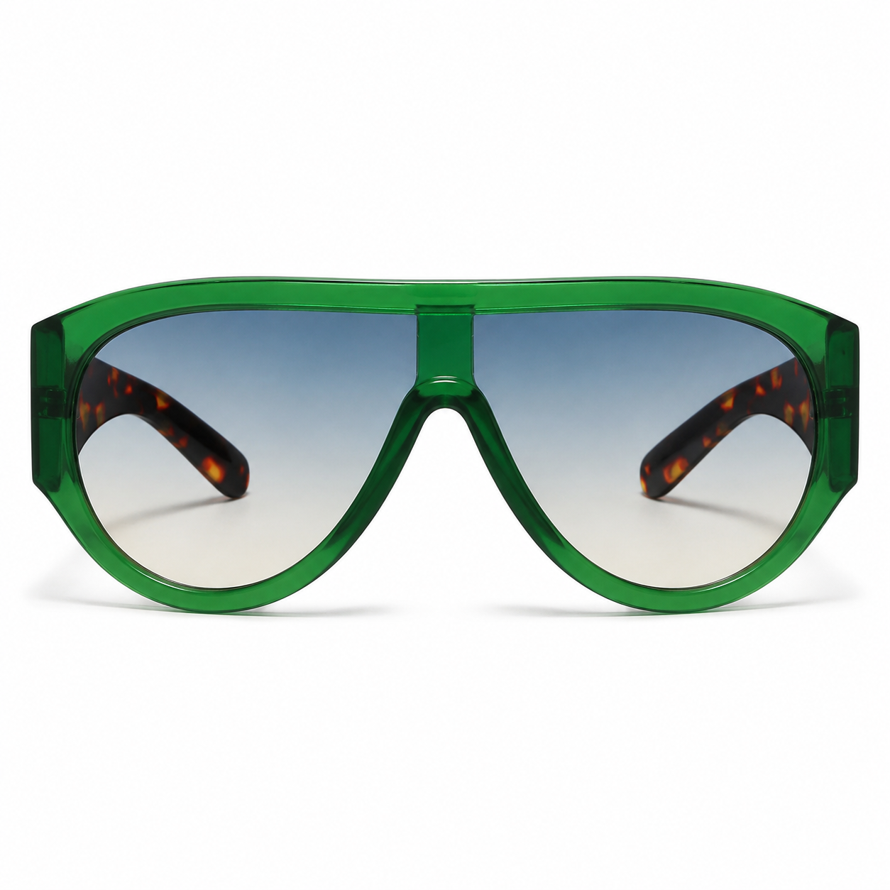 Lunettes de Soleil Oversize Shield - Vert & Écaille