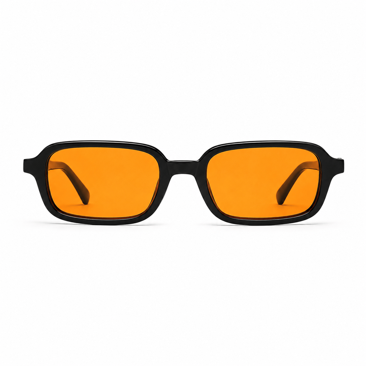 Lunettes de Soleil Esmée - Rectangulaires Noires Verres Oranges