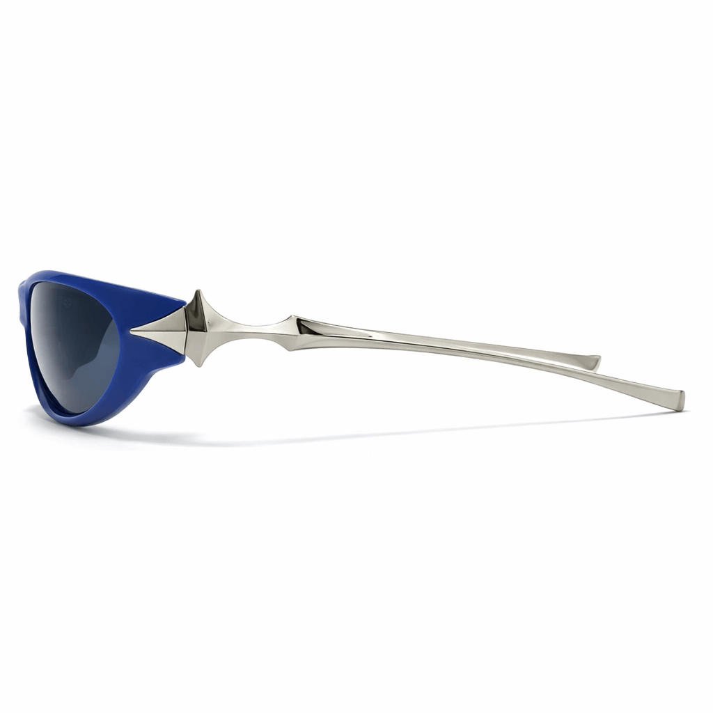 Lunettes de Soleil - Futuristes Spatiales Bleue Argent