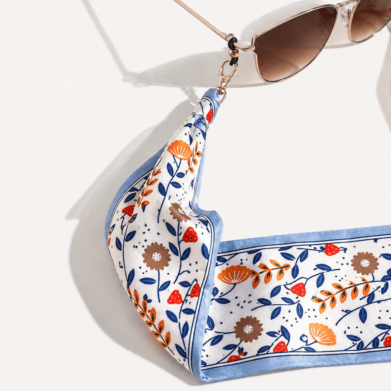 Chaîne de Lunettes Foulard – Tissu Imprimé Floral Multicolore