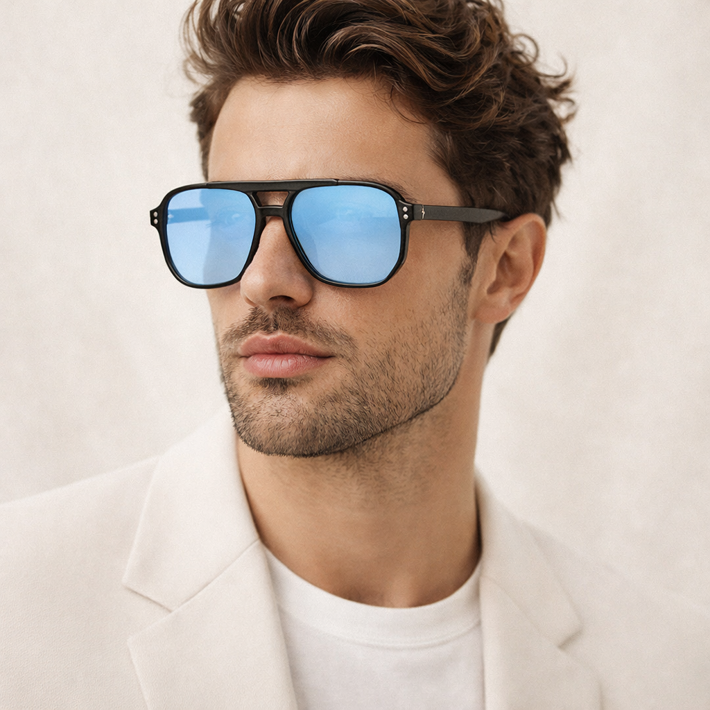 Lunettes de Soleil - Aviateur Bleues