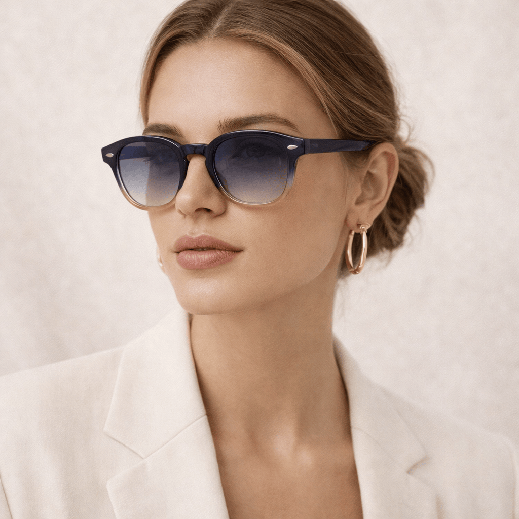 Lunettes de Soleil - Rondes Dégradée Bleues