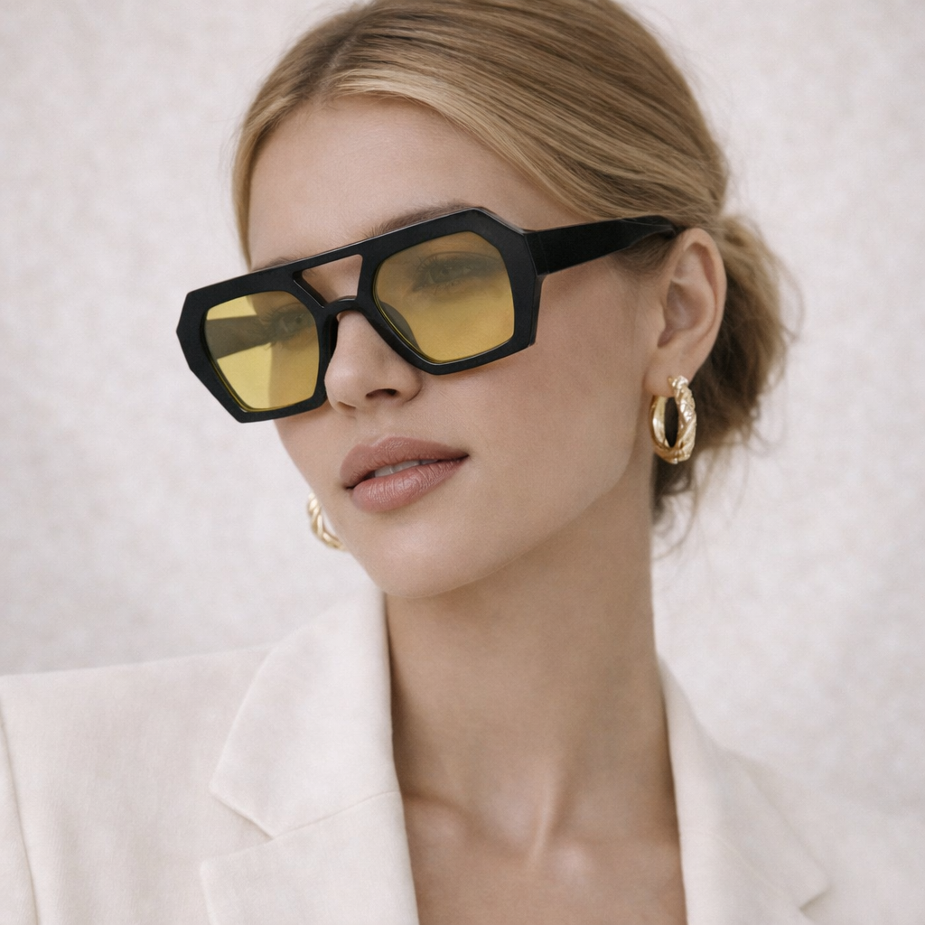 Lunettes de Soleil – Carrées Oversize Jaune