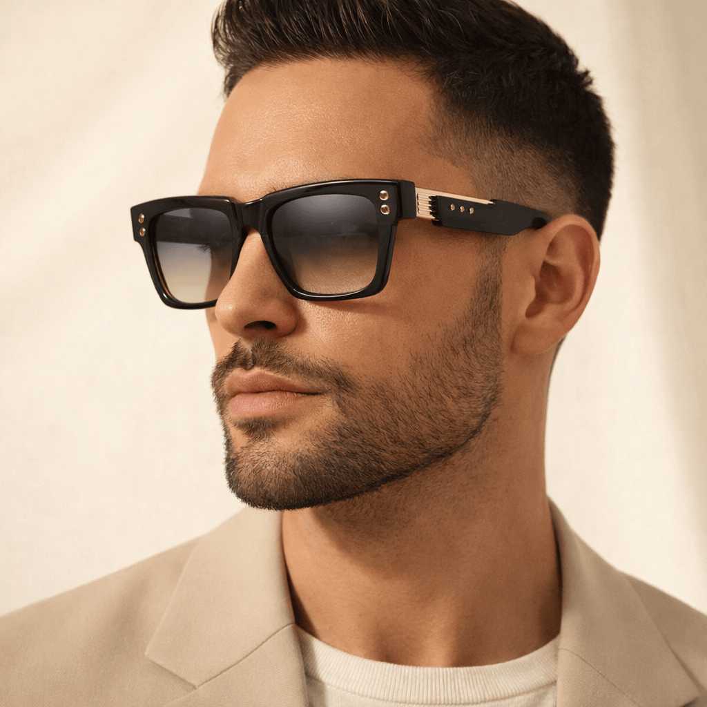 Lunettes de Soleil - Carrées Verres Dégradés Bleu Sable