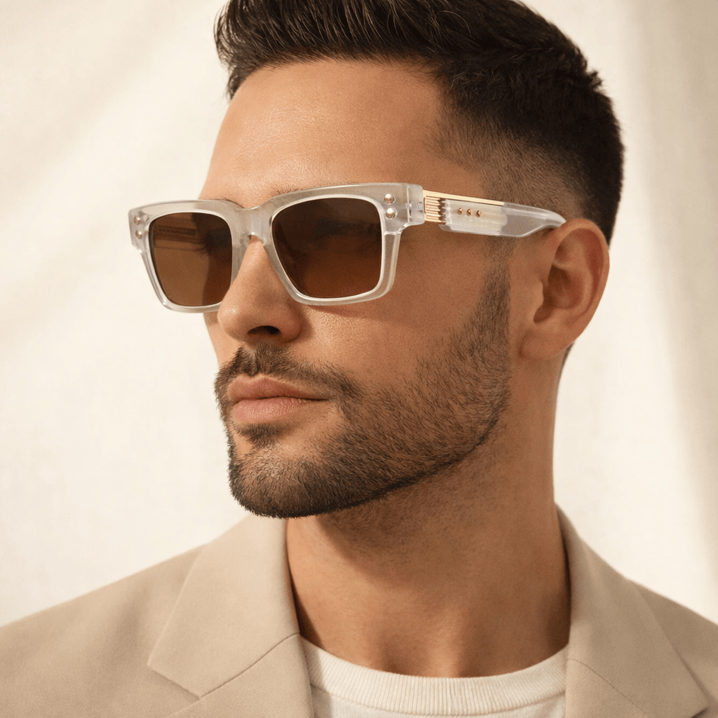 Lunettes de Soleil - Carrées Transparentes Verres Marron