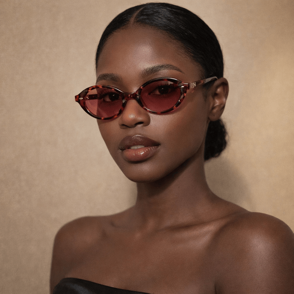 Lunettes de Soleil - Ovales Léopard Orange