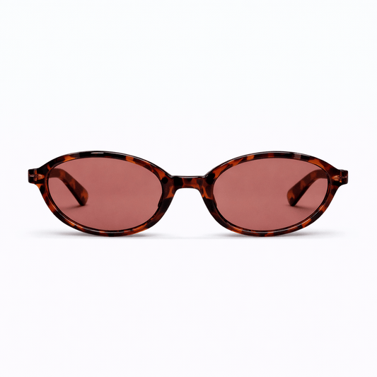Lunettes de Soleil - Ovales Léopard Orange