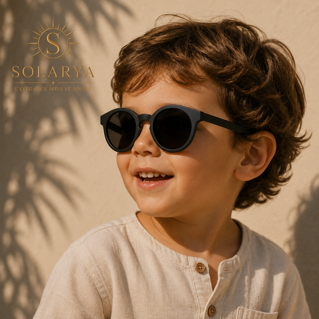 Lunettes de Soleil - Enfant Rondes Noires