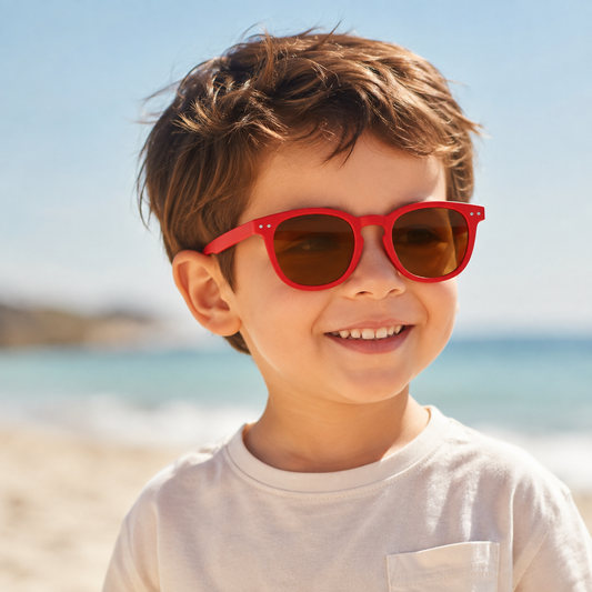 Lunettes de Soleil - Enfant Rondes Rouges