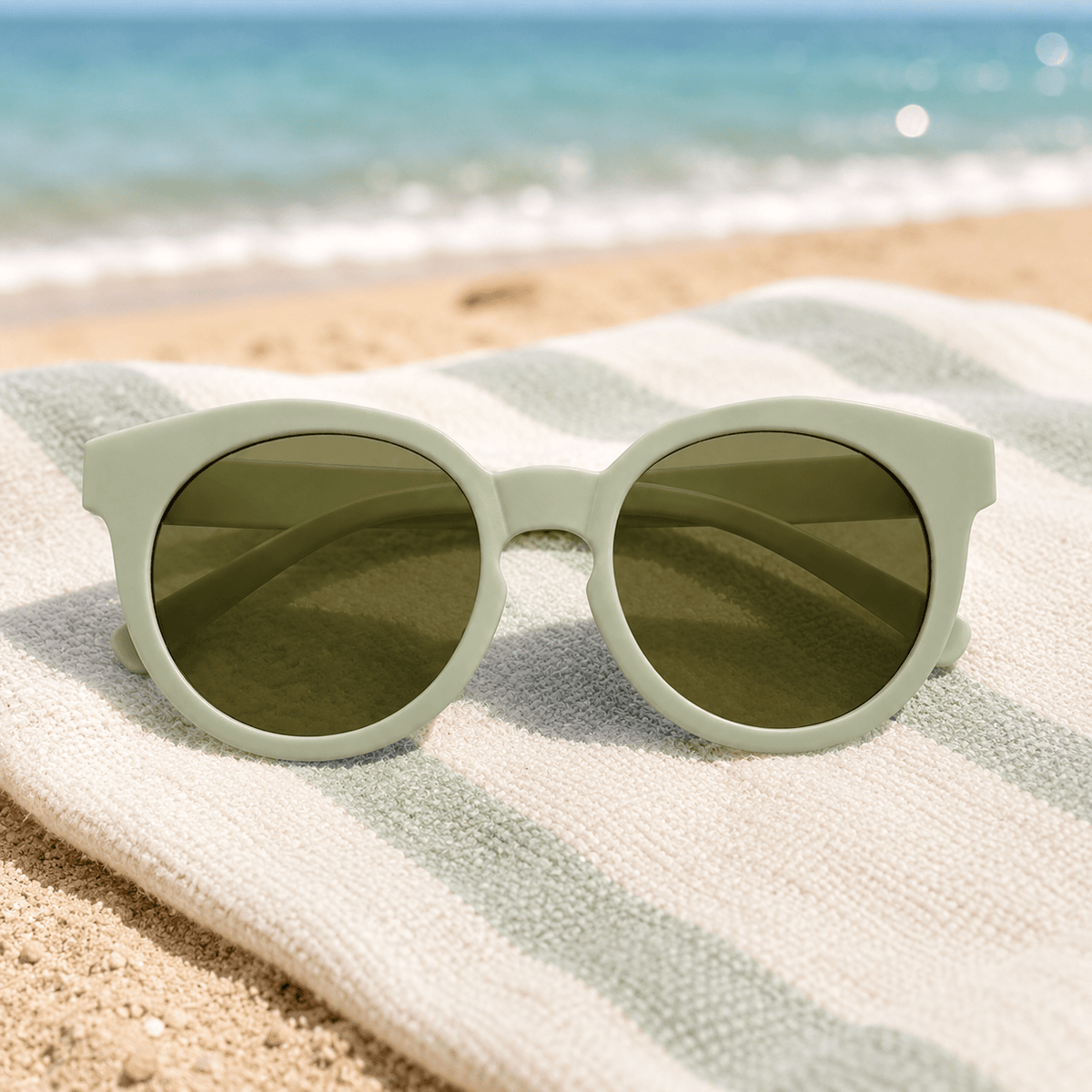 Lunettes de Soleil Rondes Enfant – Vert Sauge