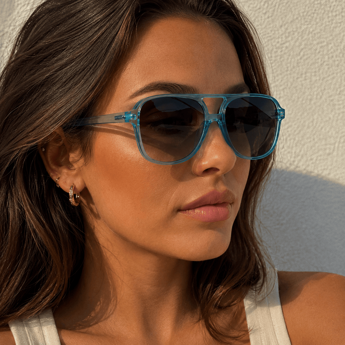 Lunettes de Soleil Aviateur - Turquoise Translucide