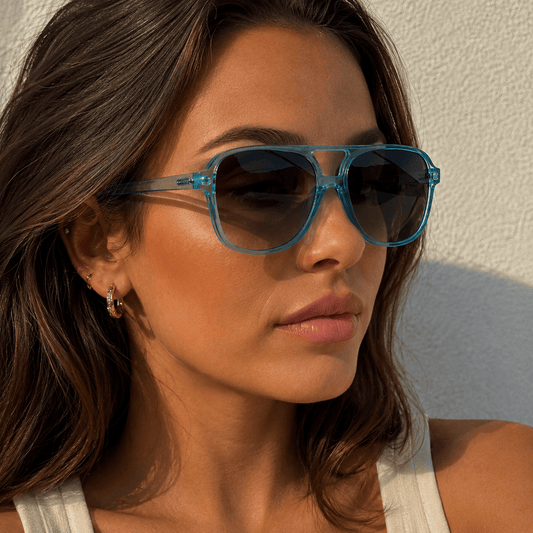 Lunettes de Soleil Aviateur - Turquoise Translucide