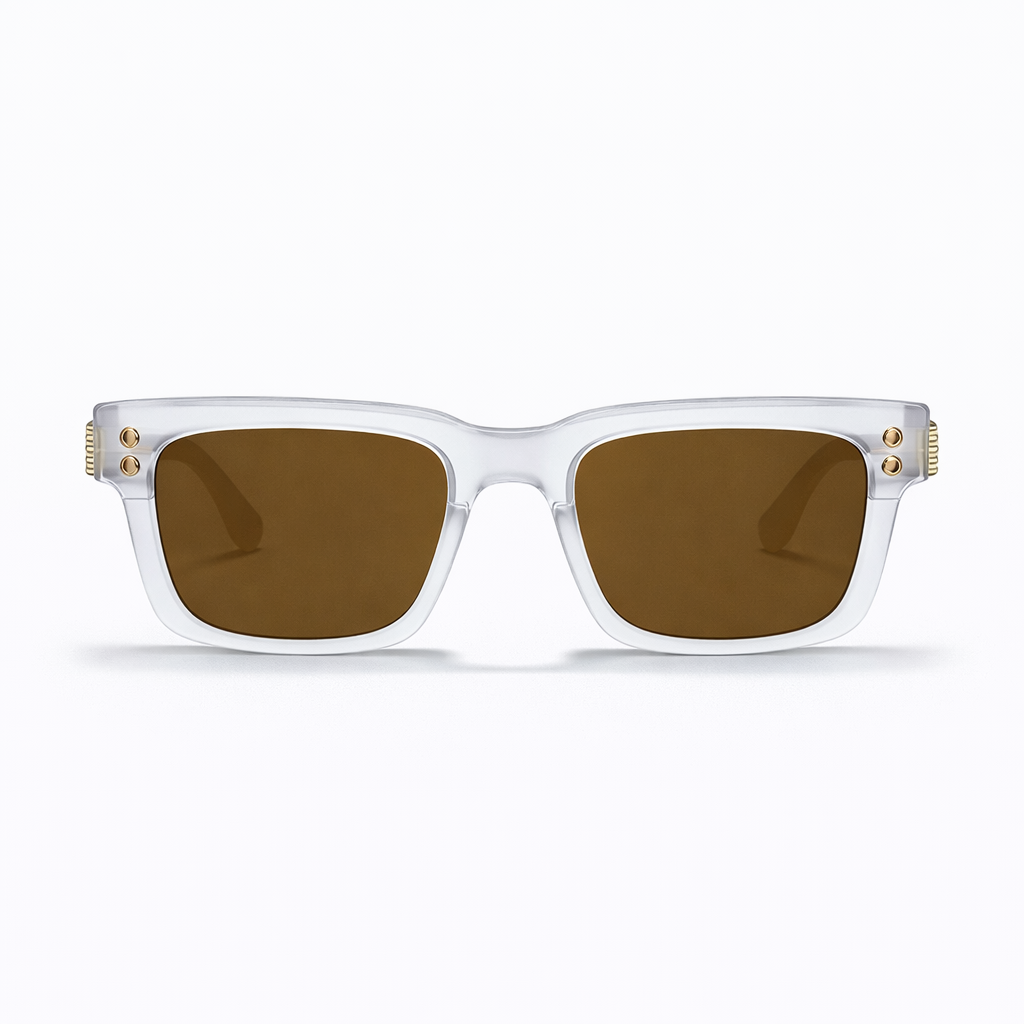 Lunettes de Soleil - Carrées Transparentes Verres Marron