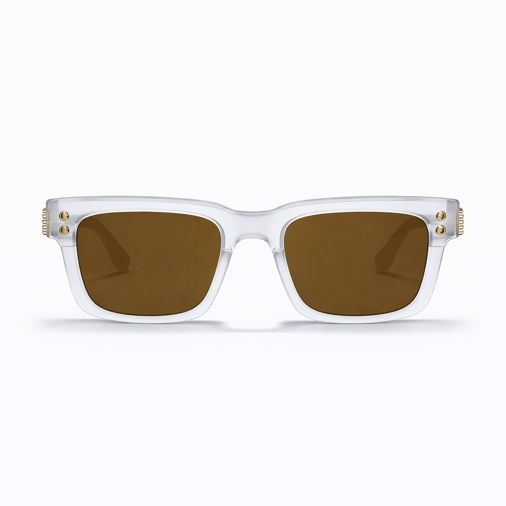 Lunettes de Soleil - Carrées Transparentes Verres Marron