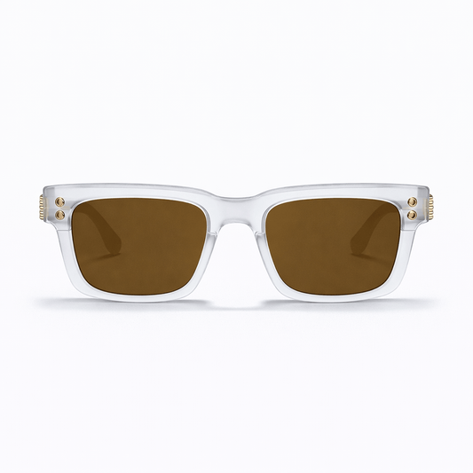 Lunettes de Soleil - Carrées Transparentes Verres Marron