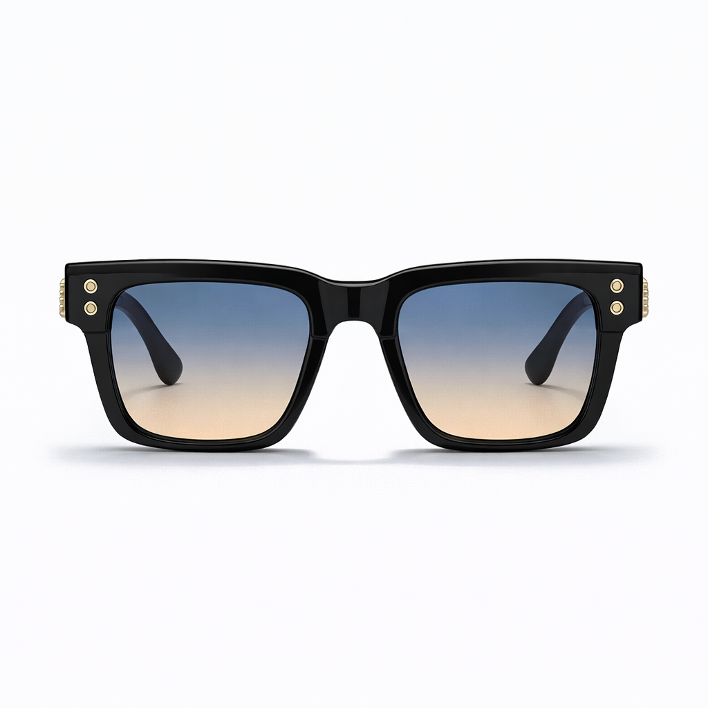 Lunettes de Soleil - Carrées Verres Dégradés Bleu Sable