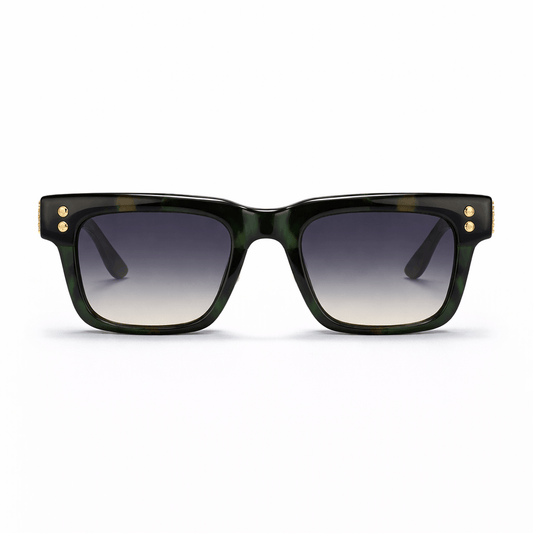 Lunettes de Soleil - Carrées Écaille Verte Verres Dégradés
