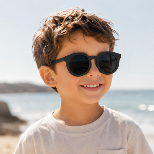 Lunettes de Soleil - Enfant Rondes Noires plage 
