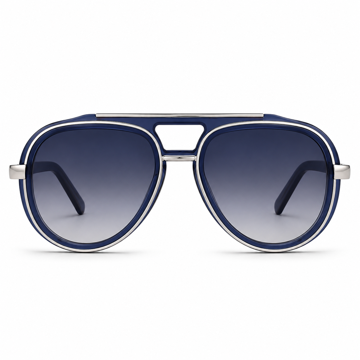 Lunettes de Soleil Aviateur – Bleu Marine Argent