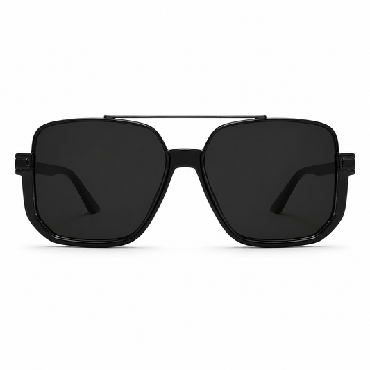 Lunettes de Soleil Aviateur - Carrée Noir Fumé