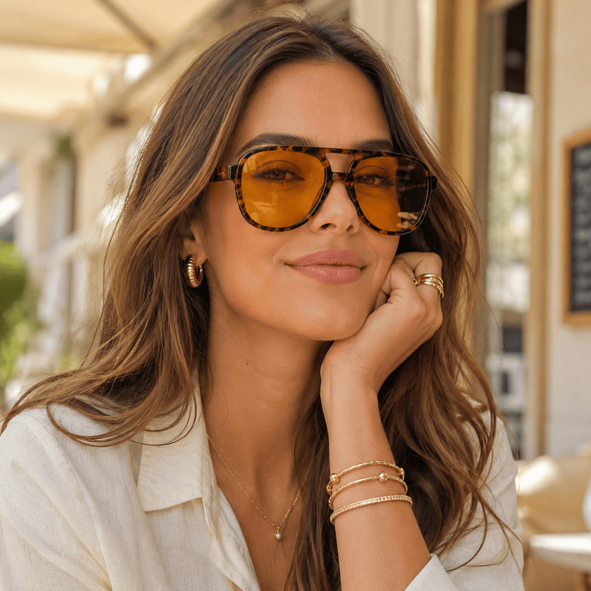 Lunettes de Soleil Aviateur - Écaille Tortoise Jaune