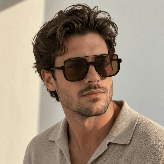 Lunettes de Soleil Aviateur - Carrée Marron Dégradé