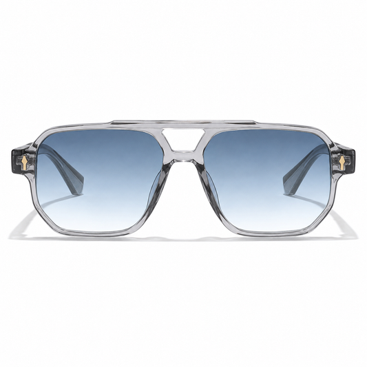 Lunettes de Soleil Aviateur Rectangulaires Bleues
