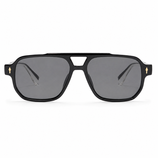 Lunettes de Soleil Aviateur Rectangulaires Noires