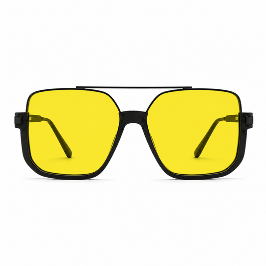 Lunettes de Soleil Aviateur - Carrée Jaune