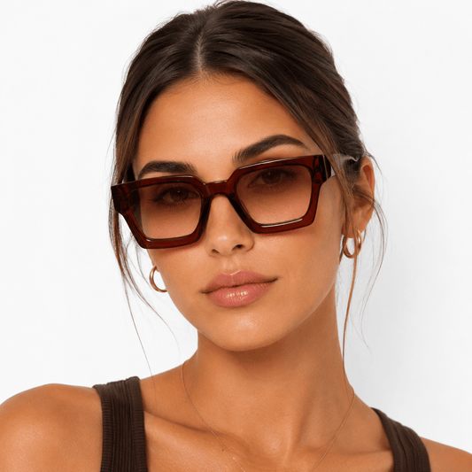 Lunettes de Soleil Carrées - Marrons Verres Dégradés