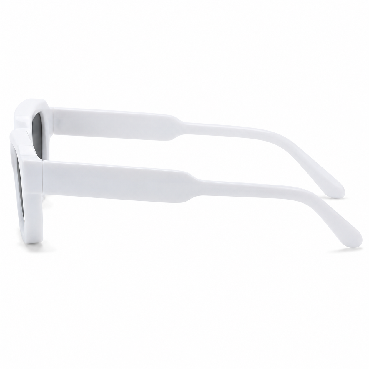 Lunettes de Soleil Carrées - Blanches Verres Gris
