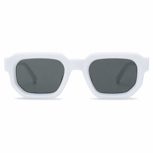 Lunettes de Soleil Carrées - Blanches Verres Gris