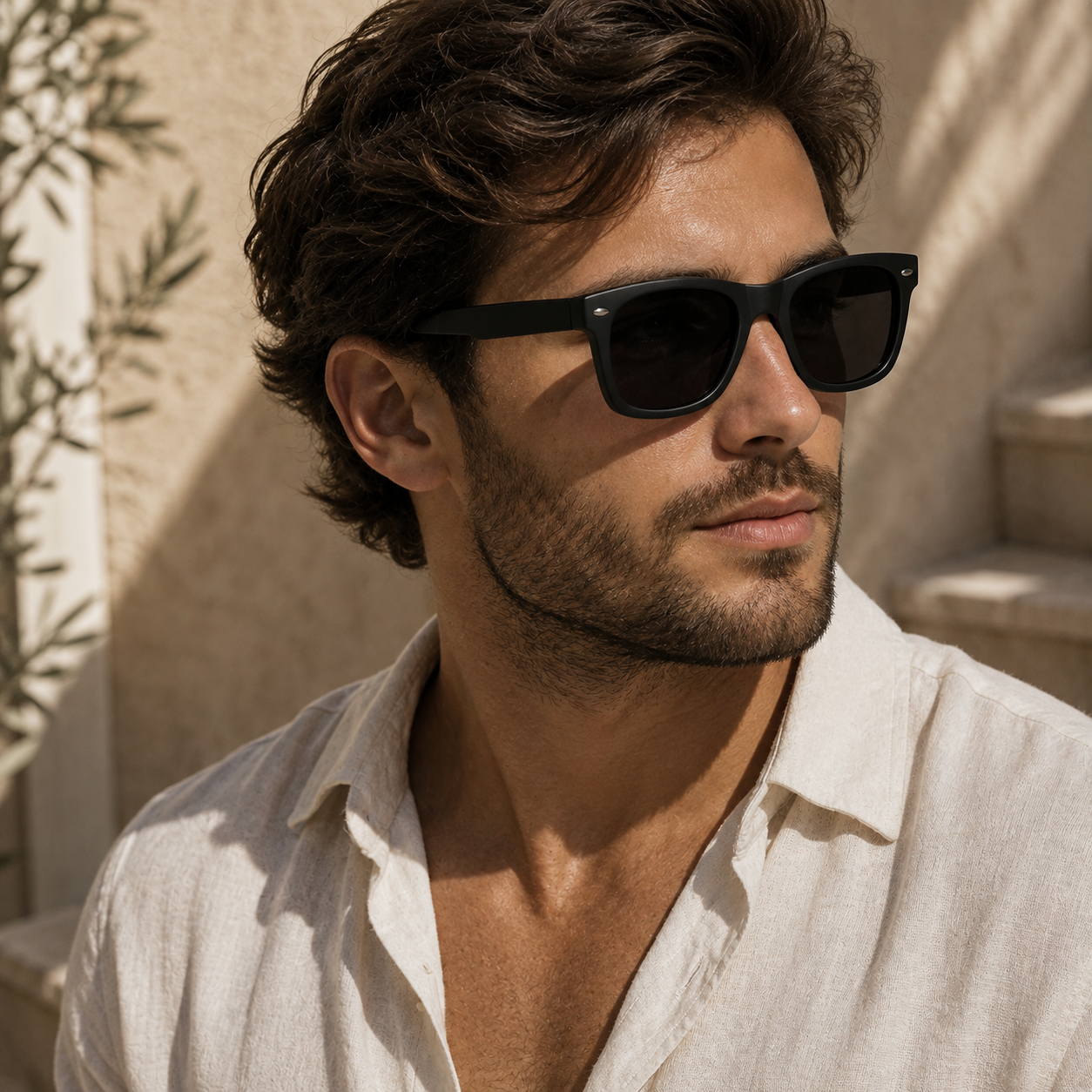 Lunettes de Soleil Carrees Classique Noires homme 