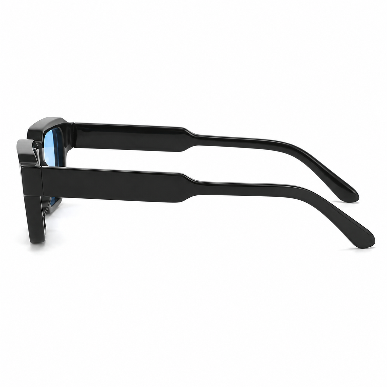 Lunettes de Soleil Carrées - Noires verres Bleus