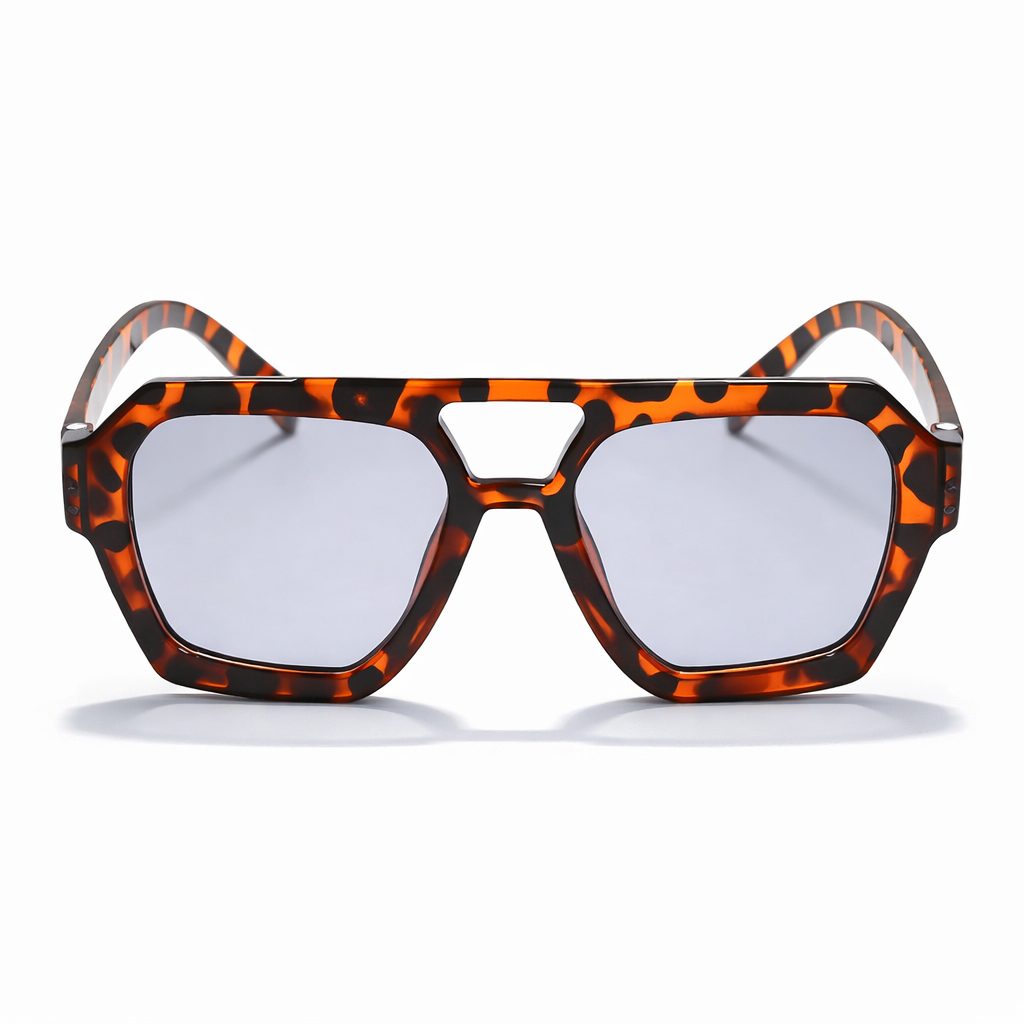 Lunettes de Soleil – Carrées Oversize Leopard Gris