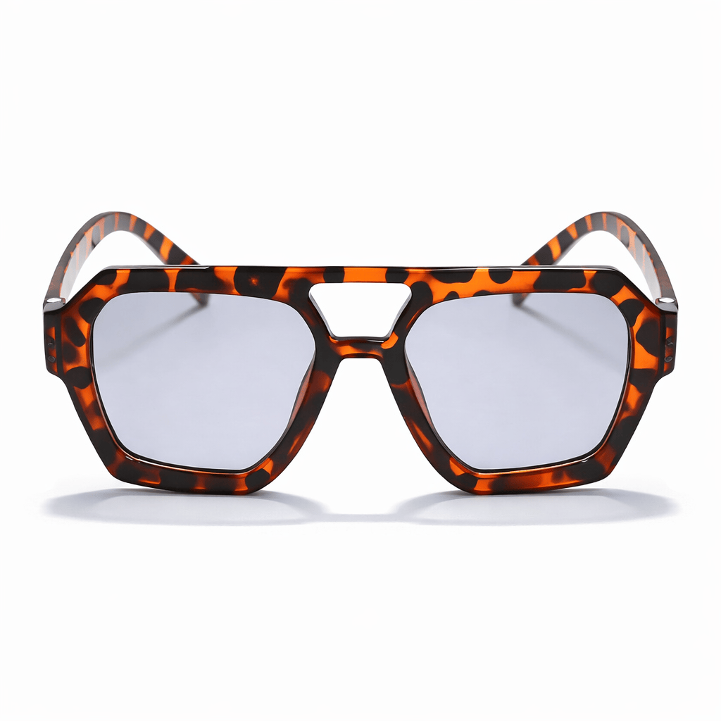 Lunettes de Soleil – Carrées Oversize Leopard Gris