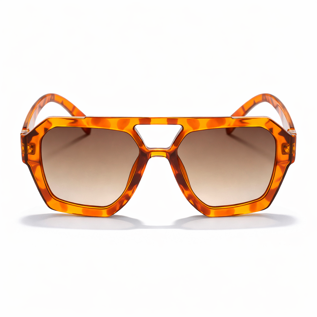 Lunettes de Soleil – Carrées Oversize Leopard Orange