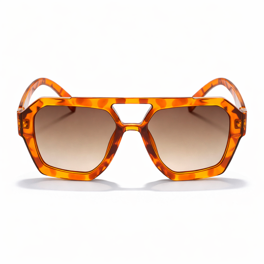 Lunettes de Soleil – Carrées Oversize Leopard Orange