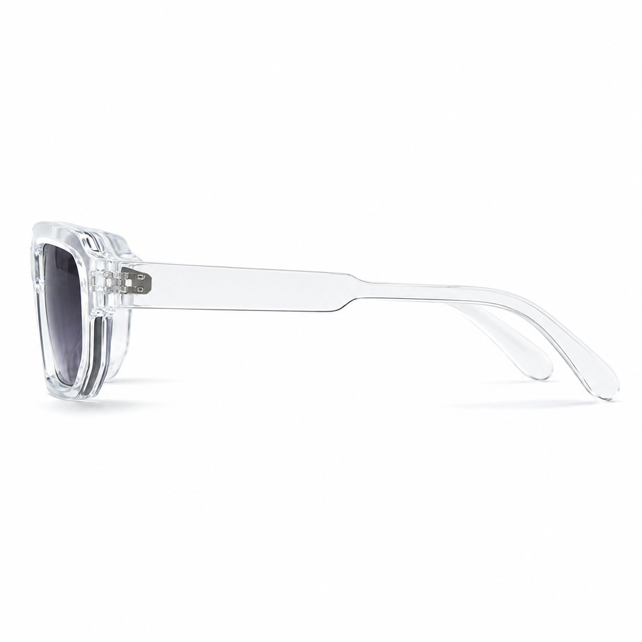 Lunettes de Soleil Carrées - Transparentes Verres Gris